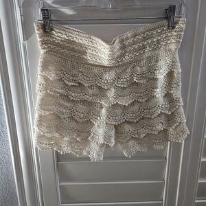 Cream Crochet Lace Shorts